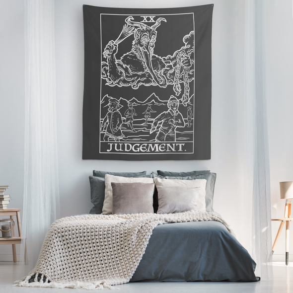 teelaunch Tapestries Judgement by Krampus Monochrome Tapestry