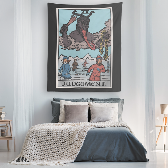 teelaunch Tapestries Judgement by Krampus Tapestry