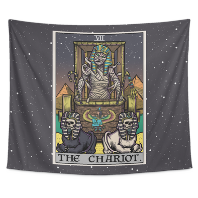 teelaunch Tapestries Tapestry - 80" x 68" The Chariot Tarot Card - Ghoulish Edition Tapestry