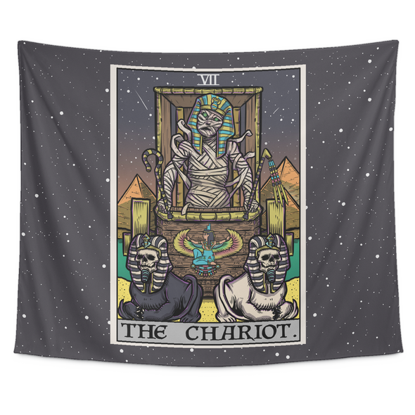 teelaunch Tapestries Tapestry - 80" x 68" The Chariot Tarot Card - Ghoulish Edition Tapestry