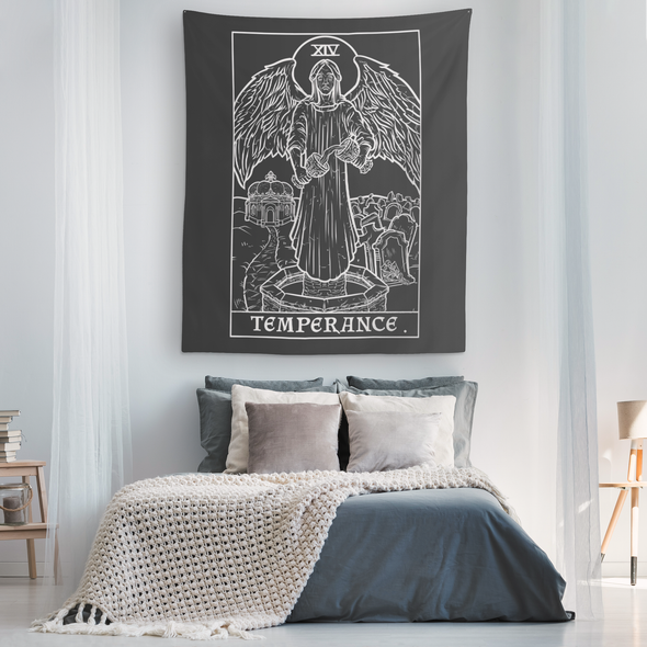 teelaunch Tapestries Temperance Monochrome Tarot Card - Ghoulish Edition Tapestry
