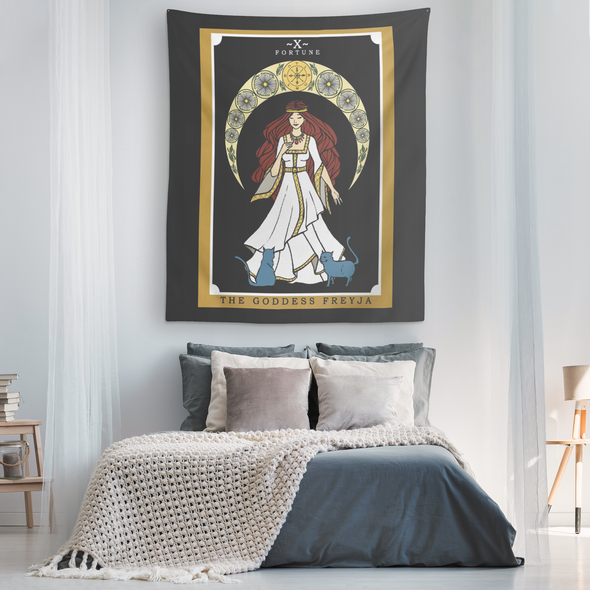 teelaunch Tapestries The Goddess Freyja In Tarot Tapestry