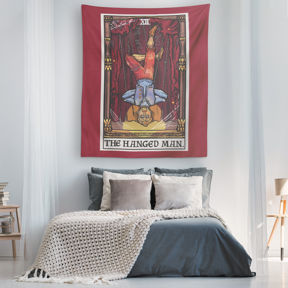 teelaunch Tapestries The Hanged Man Tarot Card - Ghoulish Edition Tapestry