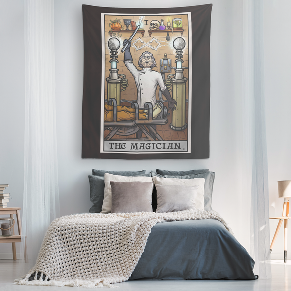 teelaunch Tapestries The Magician Tarot Card - Ghoulish Edition Tapestry