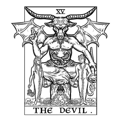 The Ghoulish Garb Design The Devil Monochrome Tarot Card - Ghoulish Edition