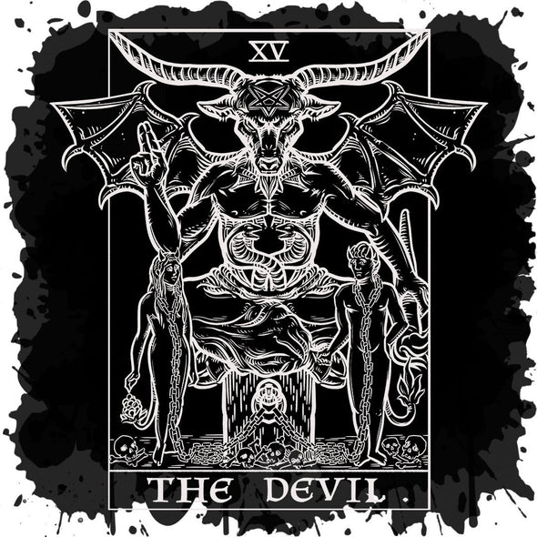 The Ghoulish Garb Design The Devil Monochrome Tarot Card - Ghoulish Edition