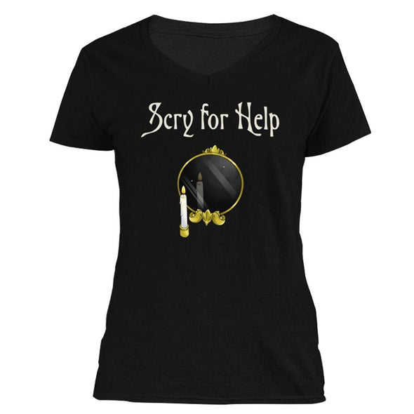 The Ghoulish Garb S Scry for Help Women's V-Neck