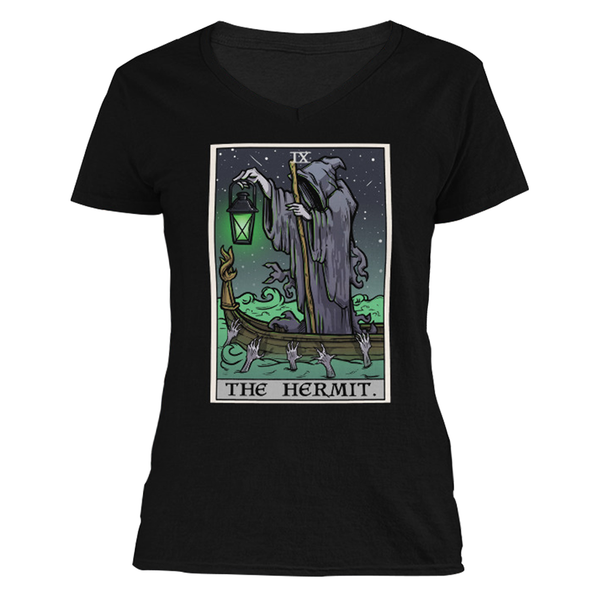 The Ghoulish Garb S The Hermit Tarot Card - Ghoulish Edition Women's V-Neck