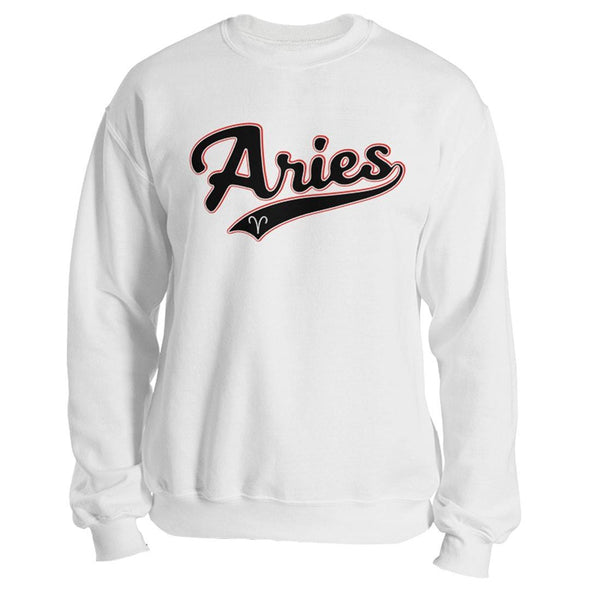 The Ghoulish Garb Sweatshirt White / S Aries - Baseball Style Unisex Sweatshirt