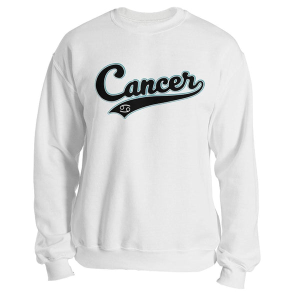 The Ghoulish Garb Sweatshirt White / S Cancer - Baseball Style Unisex Sweatshirt