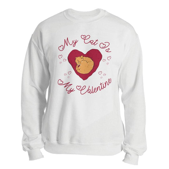 The Ghoulish Garb Sweatshirt White / S My Cat Is My Valentine Unisex Sweatshirt
