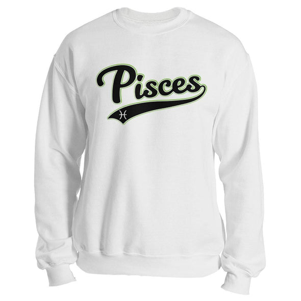 The Ghoulish Garb Sweatshirt White / S Pisces - Baseball Style Unisex Sweatshirt