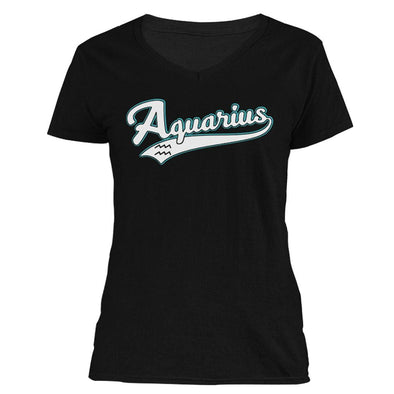 The Ghoulish Garb V-Necks Black / S Aquarius - Baseball Style Women's V-Neck