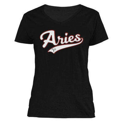 The Ghoulish Garb V-Necks Black / S Aries - Baseball Style Women's V-Neck