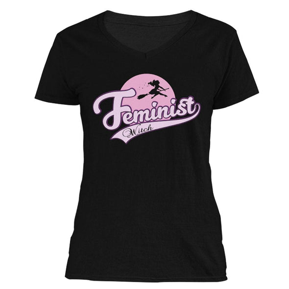 The Ghoulish Garb V-Necks Black / S Feminist Witch Women's V-Neck