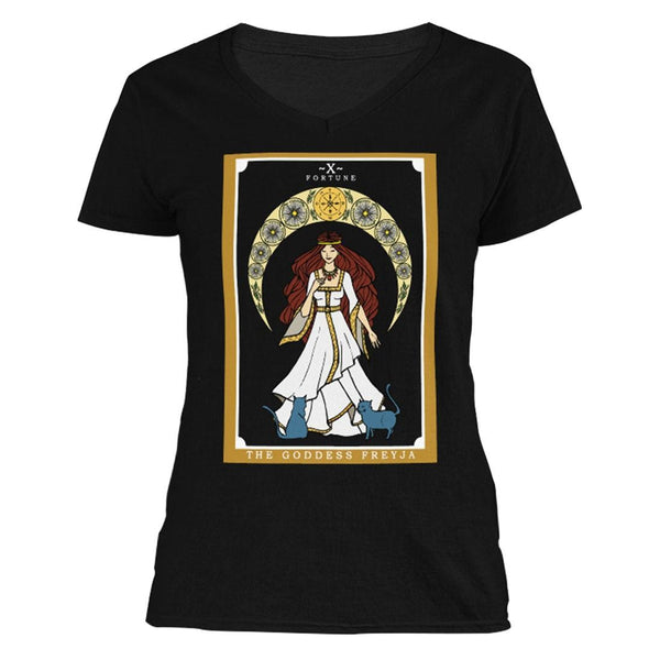 The Ghoulish Garb V-Necks Black / S The Goddess Freyja Tarot Women's V-Neck Shirt