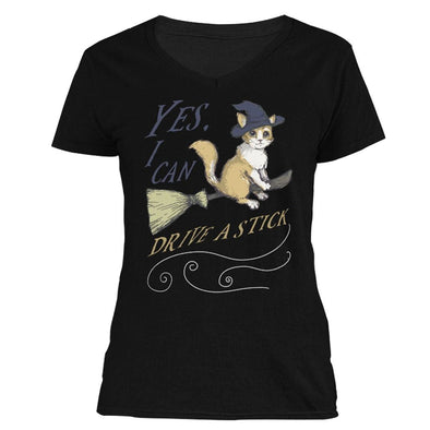 The Ghoulish Garb V-Necks Black / S Yes, I Can Drive A Stick Women's V-Neck
