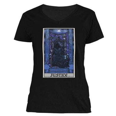 The Ghoulish Garb V-Necks S Justice Tarot Card - Ghoulish Edition Women's V-Neck