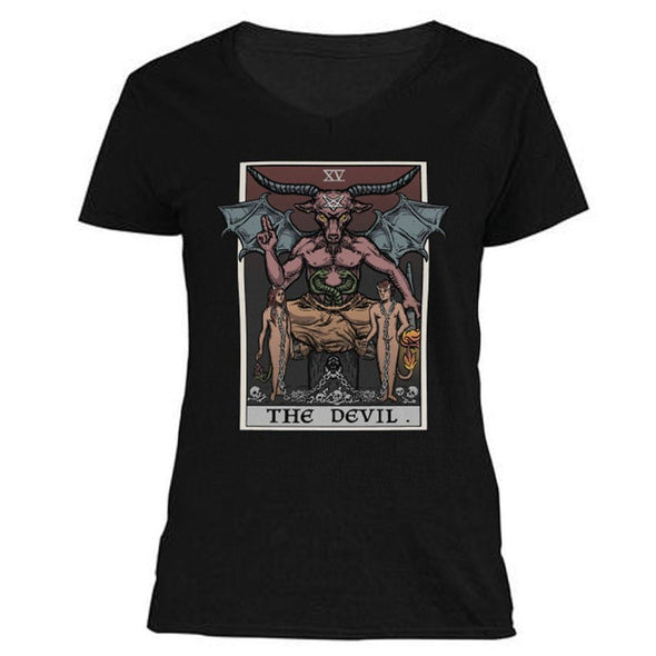 The Ghoulish Garb V-Necks S The Devil Tarot Card Women's V-Neck