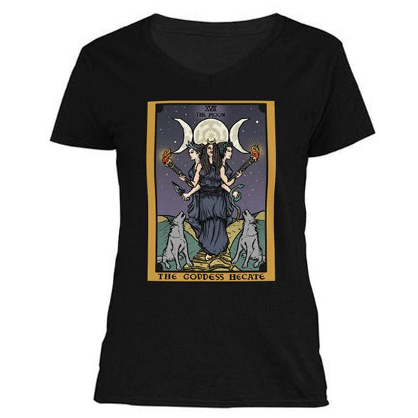 The Ghoulish Garb V-Necks S The Goddess Hecate In Tarot Women's V-Neck