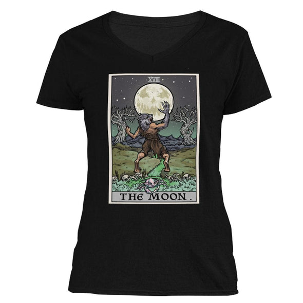 The Ghoulish Garb V-Necks S The Moon Tarot Card Women's V-Neck