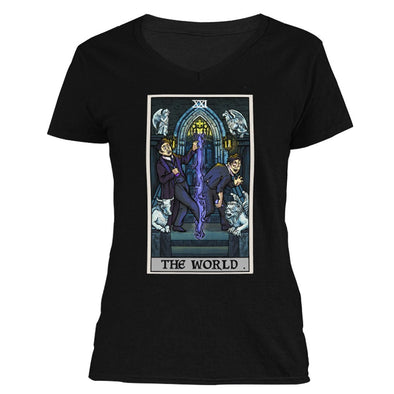 The Ghoulish Garb V-Necks S The World Tarot Card - Ghoulish Edition Women's V-Neck