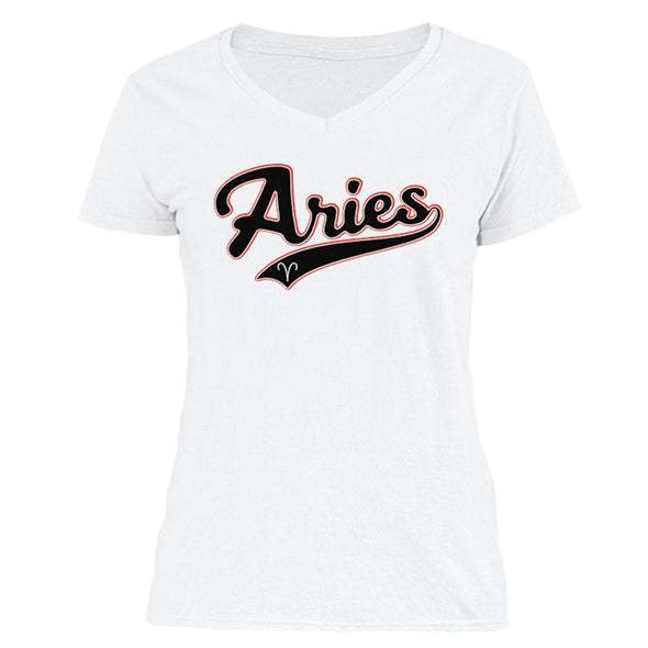 The Ghoulish Garb V-Necks White / S Aries - Baseball Style Women's V-Neck