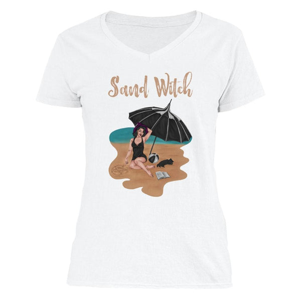 The Ghoulish Garb V-Necks White / S Sand Witch Women's V-Neck