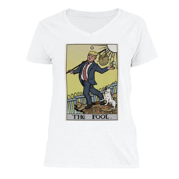 The Ghoulish Garb V-Necks White / S The Fool Tarot Card - Donald Trump Women's V-Neck