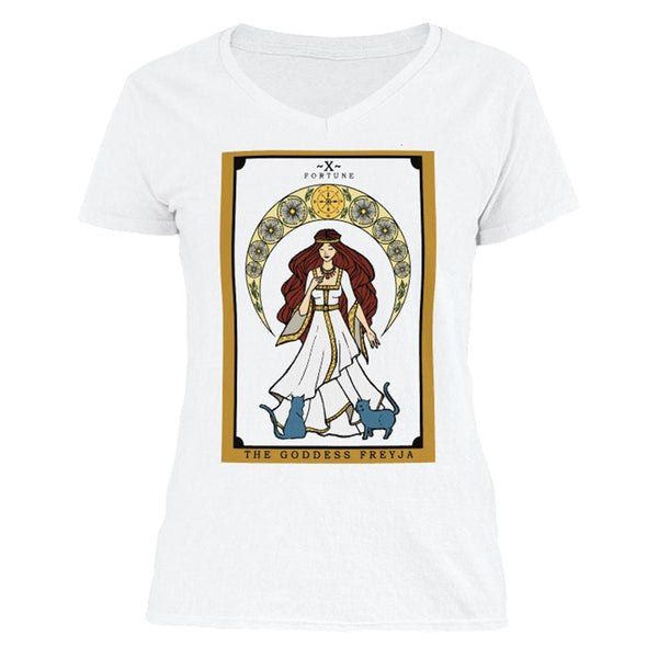 The Ghoulish Garb V-Necks White / S The Goddess Freyja Tarot Women's V-Neck Shirt