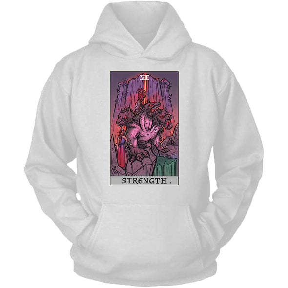 The Ghoulish Garb White / S Strength Tarot Card - Ghoulish Edition Unisex Hoodie