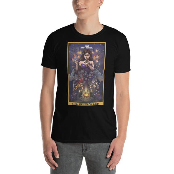 The Goddess Eris in The Tower Tarot Card T-Shirt