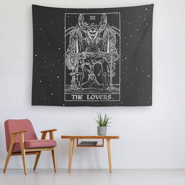 (Black &White) The Lovers Horizontal Monochrome Tapestry