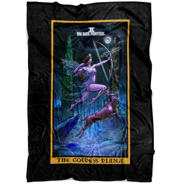 The Goddess Diana The High Priestess Tarot Card Blanket
