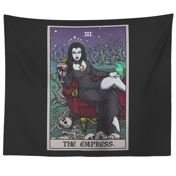 The Empress Tarot Card Tapestry (Color) (Black Background)