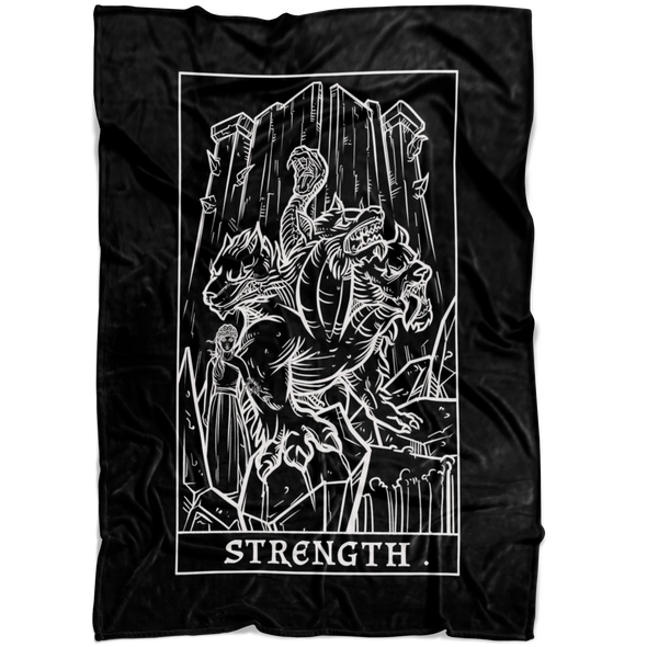 Strength Tarot Card Blanket - Ghoulish Edition (Black & White)