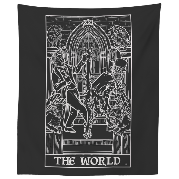 The World Monochrome Tarot Card Tapestry - Ghoulish Edition