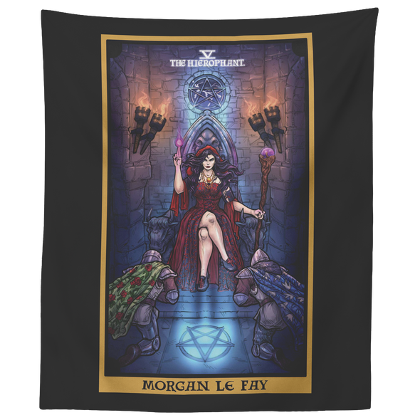 Morgan Le Fay The Hierophant Tarot Card Tapestry (Color/Vertical)