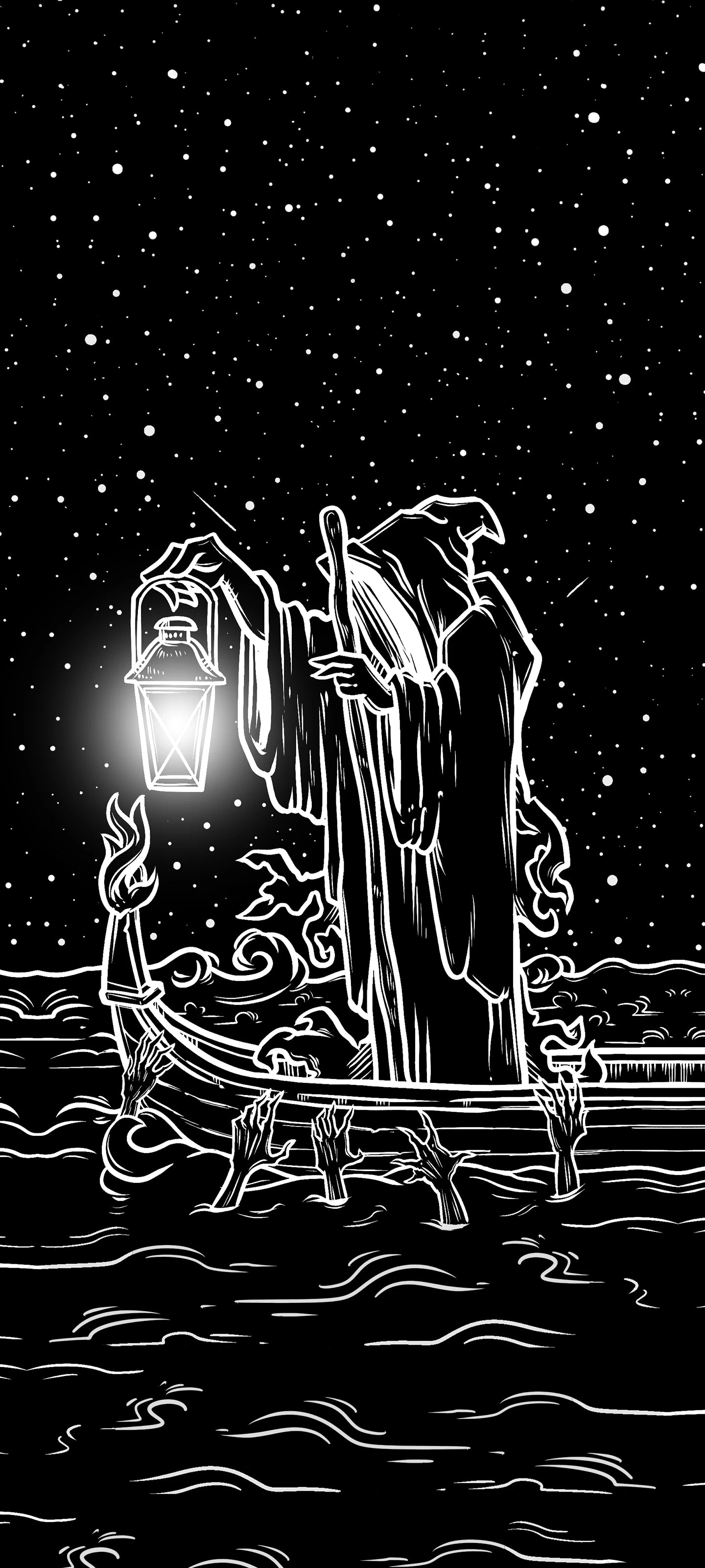 The Hermit — Shadow Edition Terror Tarot phone wallpaper